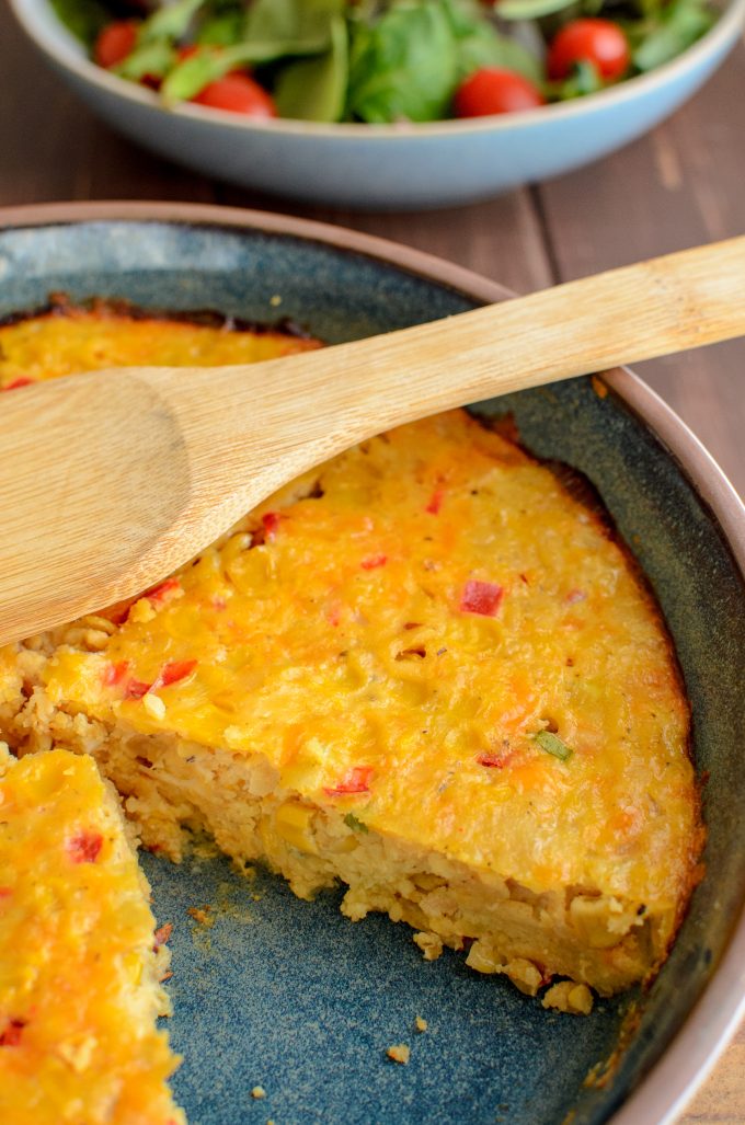 This vegetarian Lentil Cheddar Sweetcorn Bake is perfect for a quick grab and go lunch or snack. Gluten Free, Vegetarian, Slimming Eats and Weight Watchers friendly. | www.slimmingeats.com