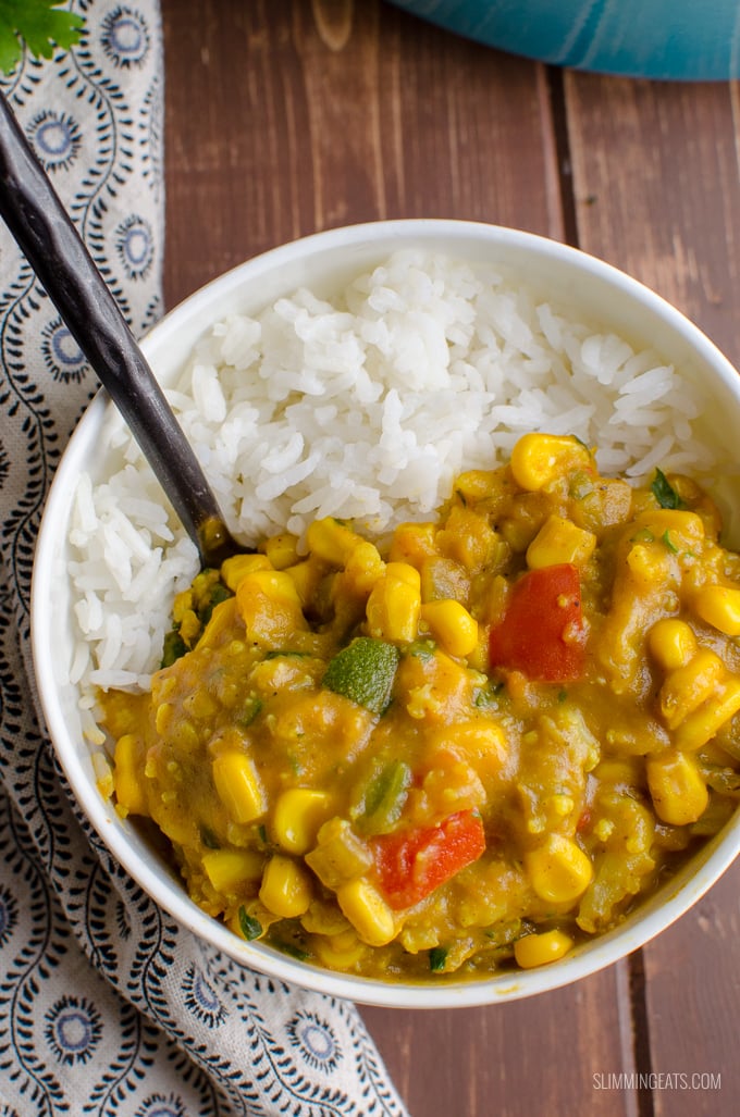 If you are looking for more meat-free recipes or maybe you are vegetarian or vegan, then this Coconut Vegetable Curry. Gluten Free, Dairy Free, Slimming Eats and Weight Watchers friendly | www.slimmingeats.com