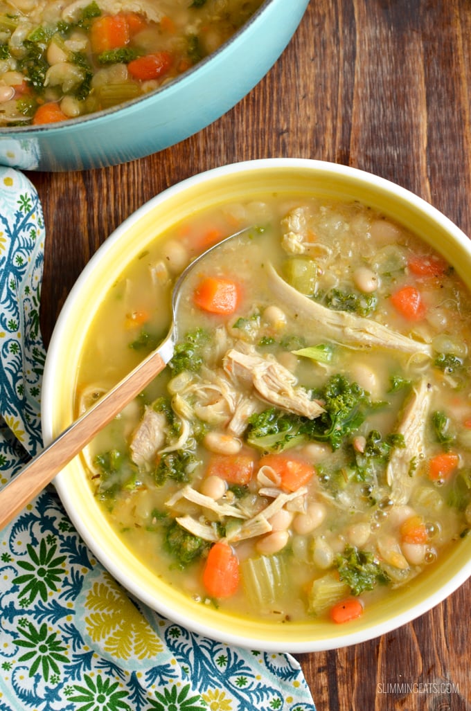 Dig into a hearty bowl of Tuscan Chicken and White Bean Soup - a delicious, healthy and flavoursome soup that is perfect any time of year. Gluten Free, Dairy Free, Slimming Eats and Weight Watchers friendly | www.slimmingeats.com #slimmingworld #weightwatchers #glutenfree #dairyfree #soup #chicken Dig into a hearty bowl of Tuscan Chicken and White Bean Soup - a delicious, healthy and flavoursome soup that is perfect any time of year. Gluten Free, Dairy Free, Slimming Eats and Weight Watchers friendly | www.slimmingeats.com #slimmingworld #weightwatchers #glutenfree #dairyfree #soup #chicken