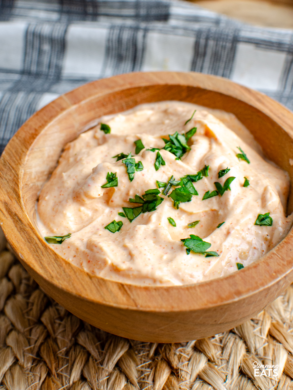louisiana remoulade dip in a wooden bowl 