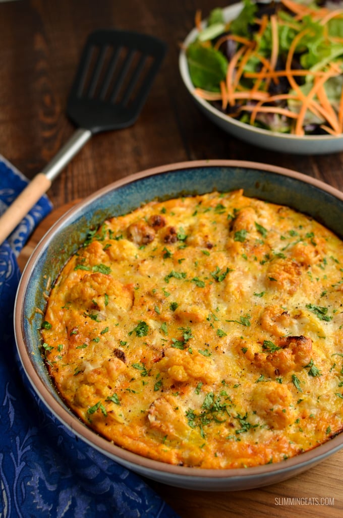 Roasted Cauliflower Frittata - delicious roasted flavoursome cauliflower combined with eggs, pumpkin puree and parmesan for a delicious and colourful frittata. Perfect for lunches and picnics. Gluten Free, Vegetarian, Slimming Eats and Weight Watchers friendly | www.slimmingeats.com #slimmingeats #weightwatchers #glutenfree #vegetarian Roasted Cauliflower Frittata - delicious roasted flavoursome cauliflower combined with eggs, pumpkin puree and parmesan for a delicious and colourful frittata. Perfect for lunches and picnics. Gluten Free, Vegetarian, Slimming Eats and Weight Watchers friendly | www.slimmingeats.com #slimmingeats #weightwatchers #glutenfree #vegetarian