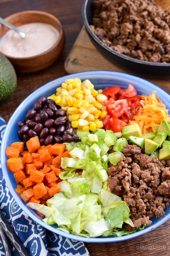 Love Tacos? Dig into this ultimate Taco Salad Bowl which is gluten free, Slimming Eats and Weight Watchers friendly #slimmingeats #weightwatchers #beef #tacosalad Love Tacos? Dig into this ultimate Taco Salad Bowl which is gluten free, Slimming Eats and Weight Watchers friendly #slimmingeats #weightwatchers #beef #tacosalad