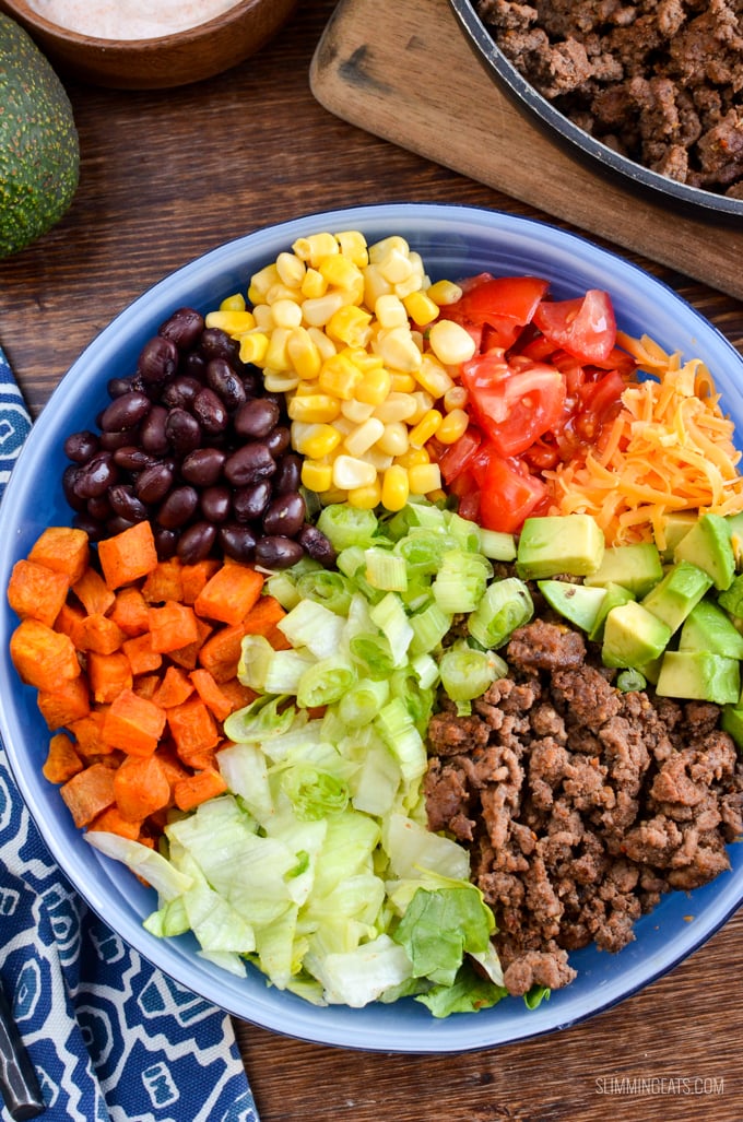 Love Tacos? Dig into this ultimate Taco Salad Bowl which is gluten free, Slimming Eats and Weight Watchers friendly #slimmingeats #weightwatchers #beef #tacosalad Love Tacos? Dig into this ultimate Taco Salad Bowl which is gluten free, Slimming Eats and Weight Watchers friendly #slimmingeats #weightwatchers #beef #tacosalad