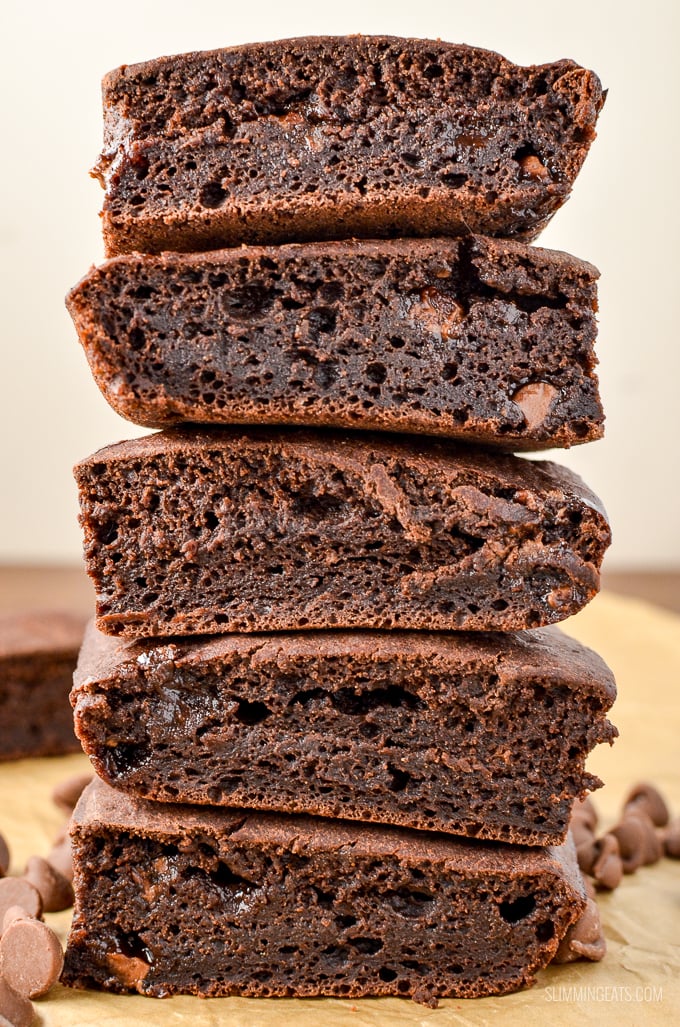 These are by far the best ever low calorie chocolate brownies you will make. Real Ingredients, low calorie and delicious chocolately flavour. Dairy Free, Vegetarian, Slimming Eats and Weight Watchers friendly