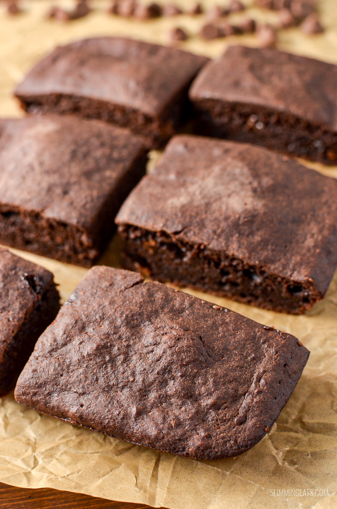 These are by far the best ever low calorie chocolate brownies you will make. Real Ingredients, low calorie and delicious chocolately flavour. Dairy Free, Vegetarian, Slimming Eats and Weight Watchers friendly