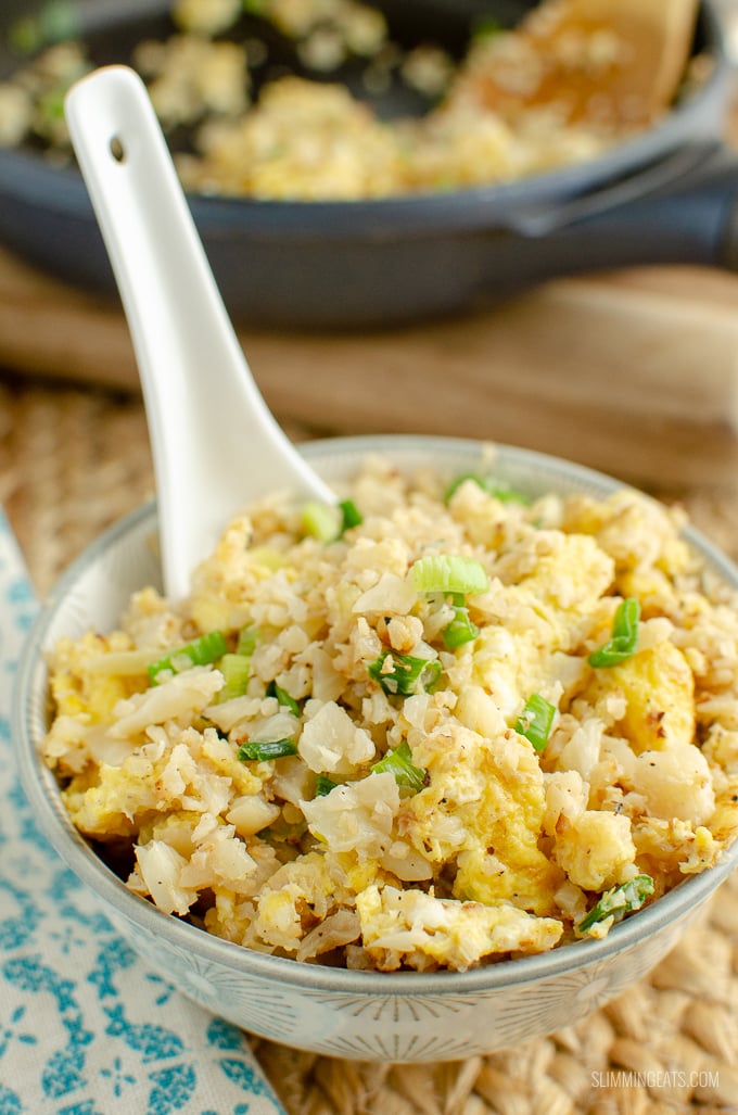 Egg Fried Cauliflower Rice - The perfect speed packed side dish for your Chinese Fakeaway dishes | gluten free, dairy free, vegetarian, paleo, Whole30, Slimming Eats and Weight Watchers friendly