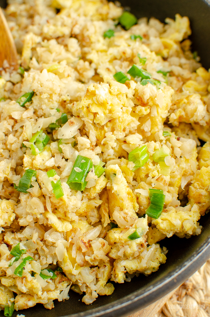 Egg Fried Cauliflower Rice - The perfect speed packed side dish for your Chinese Fakeaway dishes | gluten free, dairy free, vegetarian, paleo, Whole30, Slimming Eats and Weight Watchers friendly
