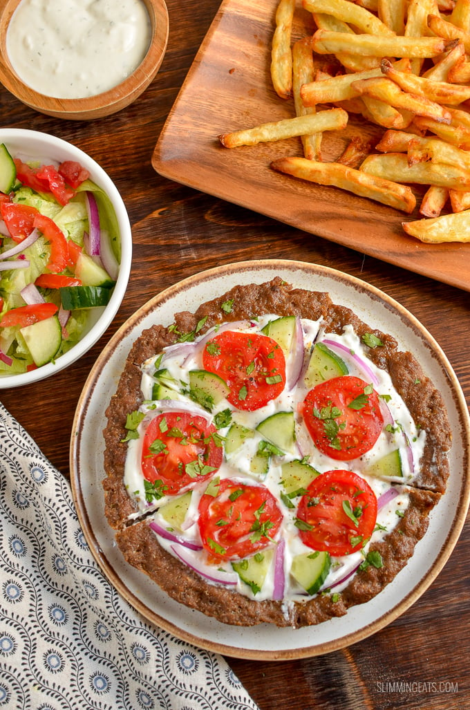 Doner Kebab Meatzza - the ultimate low syn fakeaway for when you can't decide between pizza or a kebab.  | gluten free, dairy free, Slimming World and Weight Watchers friendly