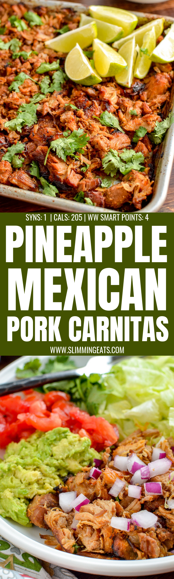 Delicious charred on the edges Low Syn Pineapple Mexican Pork Carnitas - an easy delicious Instant Pot or Slow Cooker Recipe | gluten free, dairy free, whole30, Slimming World and Weight Watchers friendly