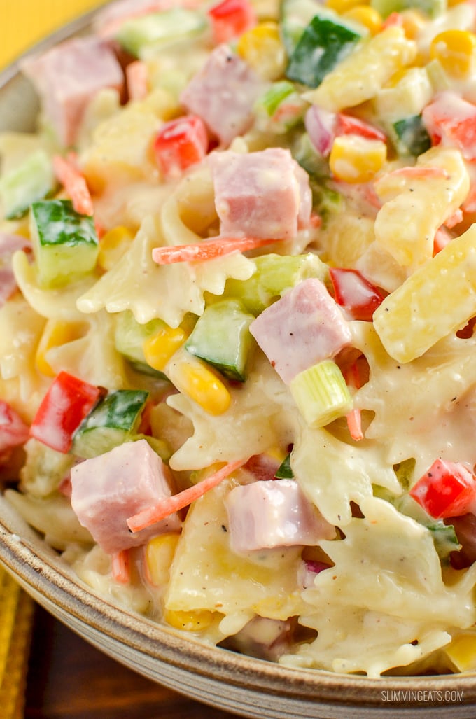This easy delicious Hawaiian Pasta Salad is the perfect dish for barbecues, picnics and lunches | Slimming Eats and Weight Watchers friendly This easy delicious Hawaiian Pasta Salad is the perfect dish for barbecues, picnics and lunches | Slimming Eats and Weight Watchers friendly