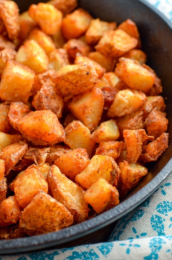 Syn Free Seasoned Crispy Home Fries - the ultimate breakfast side made healthier by cooking in the oven or Actifry. | gluten free, dairy free, vegan, Slimming World and Weight Watchers friendly