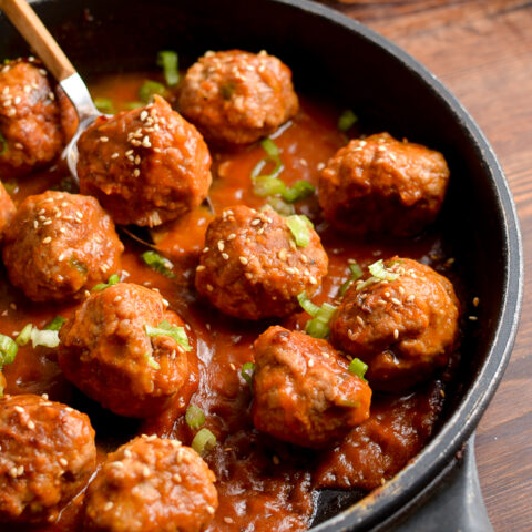 Pork Meatballs with Spicy Pineapple Sauce