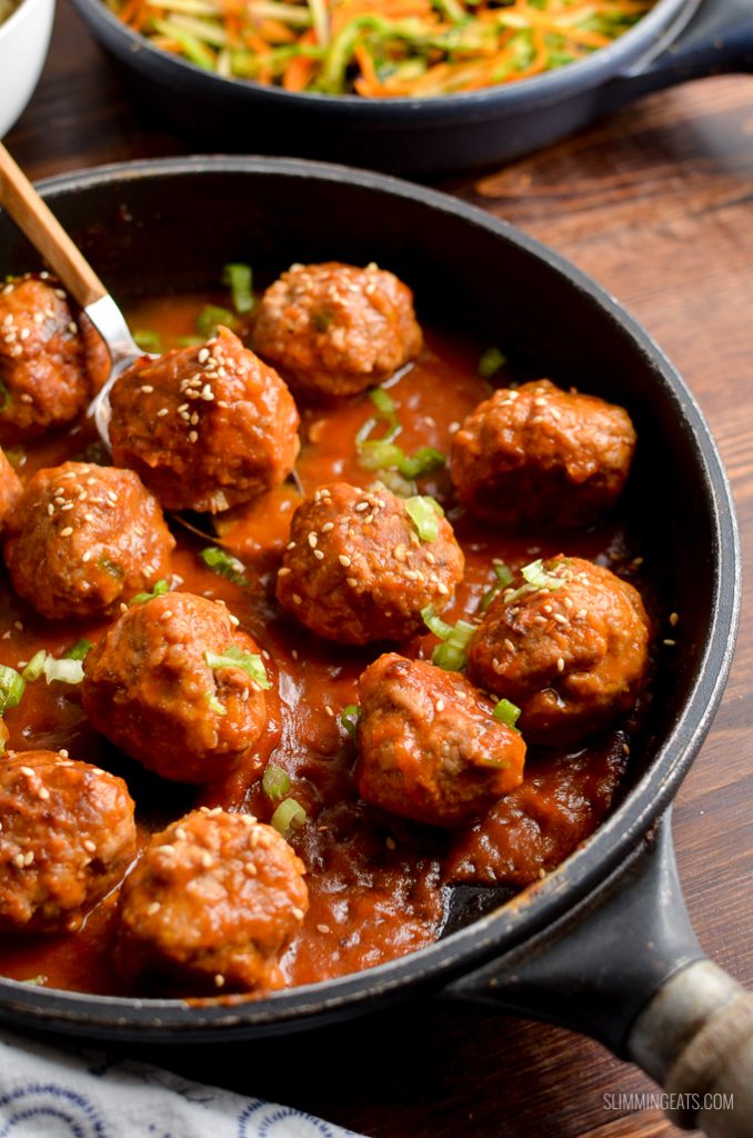 Pork Meatballs with Spicy Pineapple Sauce Slimming Eats