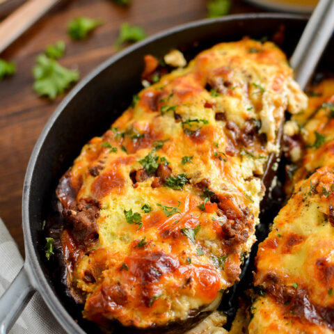 Stuffed Eggplant with Beef and Ricotta