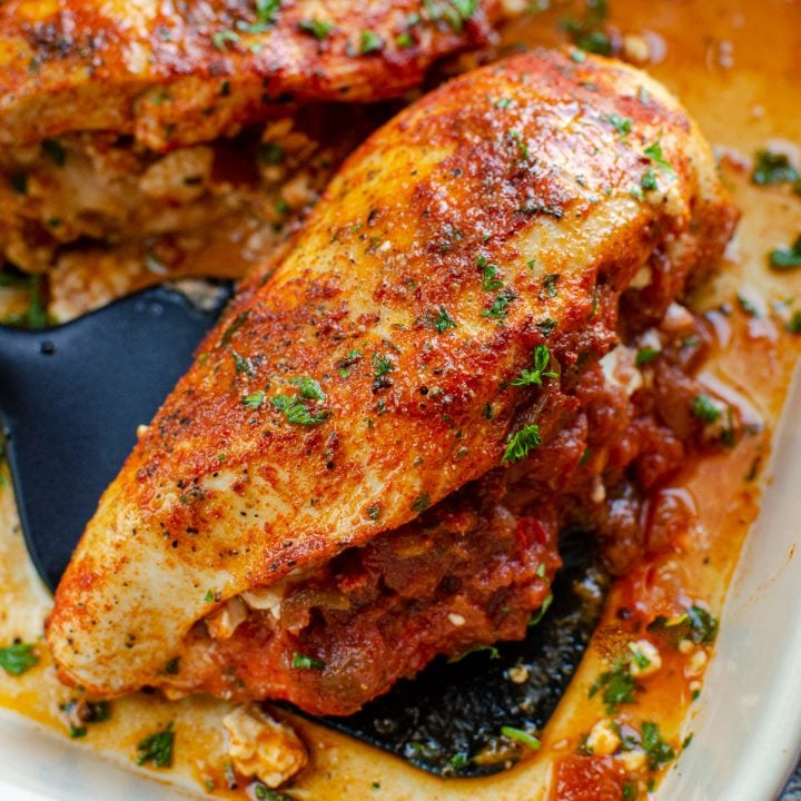 Spicy Chicken Stuffed with Feta Cheese and Salsa
