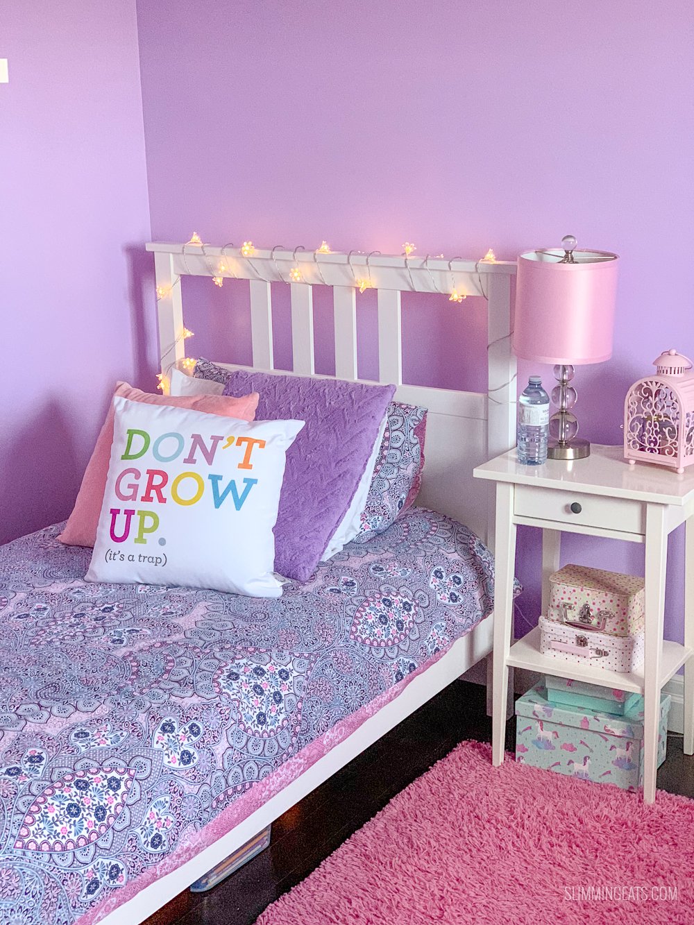 picture of pink and lilac girls bedroom | www.slimmingeats.com pink and Lilac girls bedroom