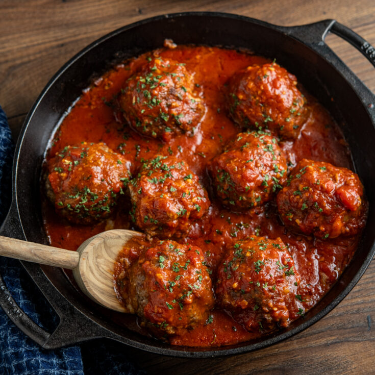 Mega Stuffed Meatballs with a Tomato Sauce