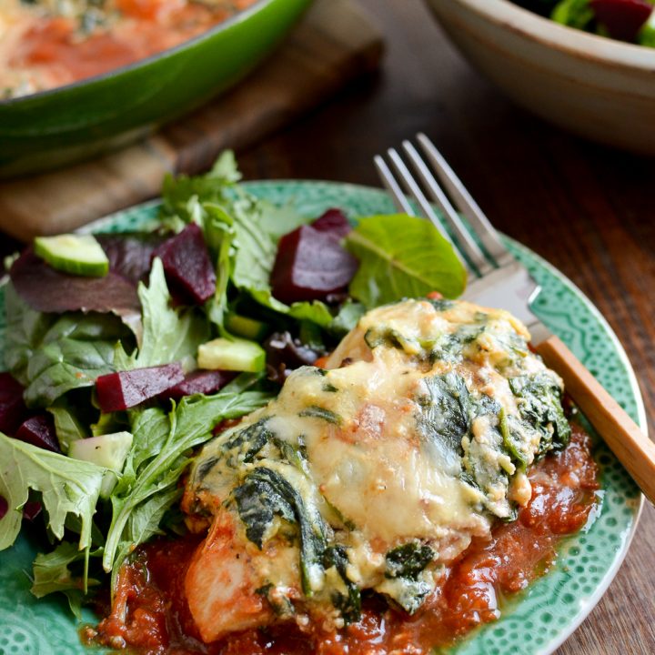 Syn Free Ricotta Spinach Topped Chicken