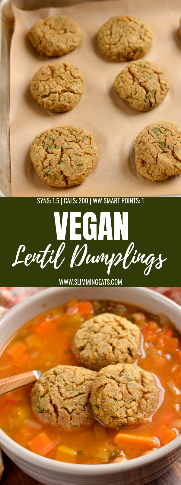 vegan lentil dumplings pin image