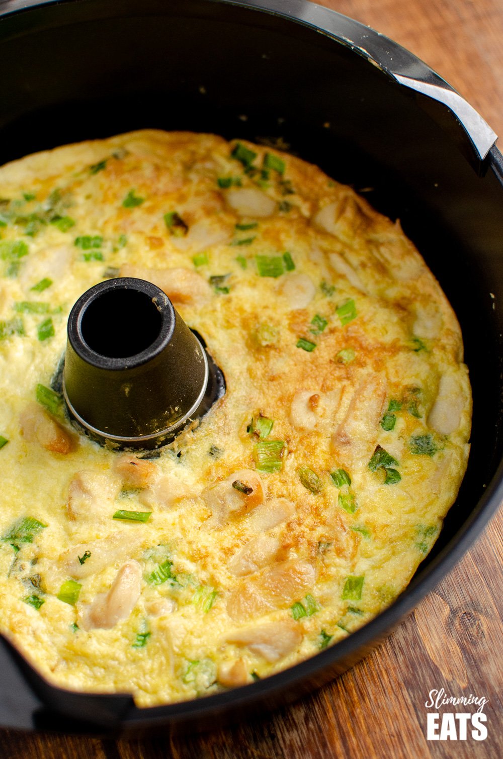Thai Chicken Omelette in the black pan of a Tefal Actifry