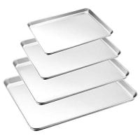 Baking Tray Set of 4, HaWare Stainless Steel Baking Sheet –Rimmed Pan Baking Sets -Healthy & Non Toxic, Easy Clean & Dishwasher Safe (Large Size)