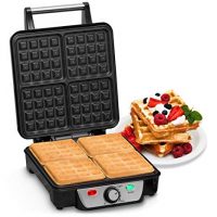 Andrew James Waffle Maker 4 Slice Belgian Style Electric Machine with Non-Stick Plates | Easy to Use Easy to Clean & Quick - Waffles in Under 5 Minutes