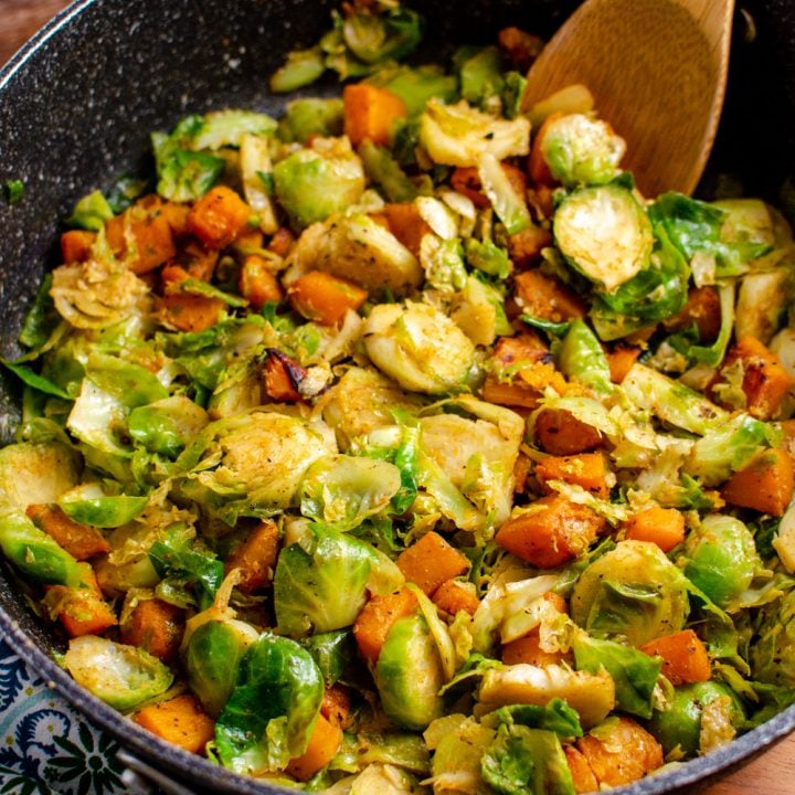 Sautéed Brussels sprouts with Roasted Butternut Squash