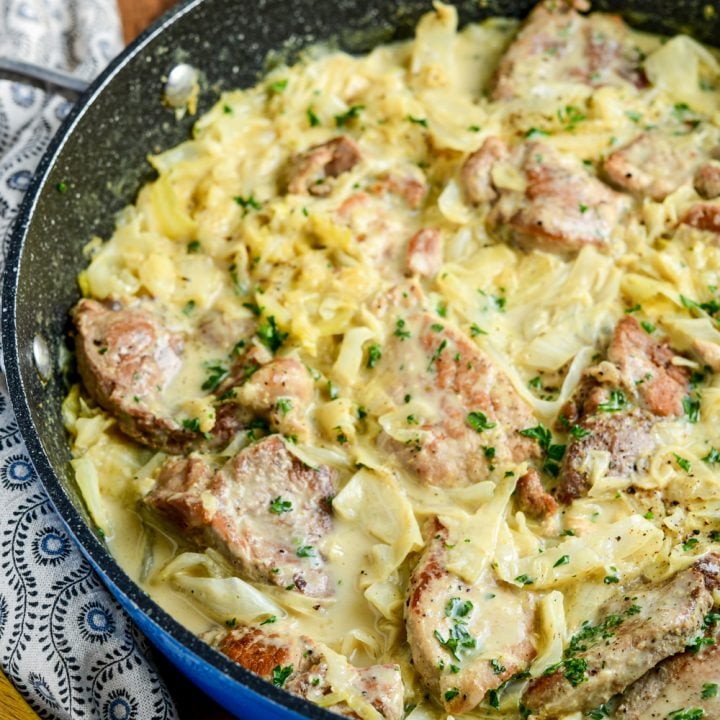 Creamy Garlic Pork with Cabbage