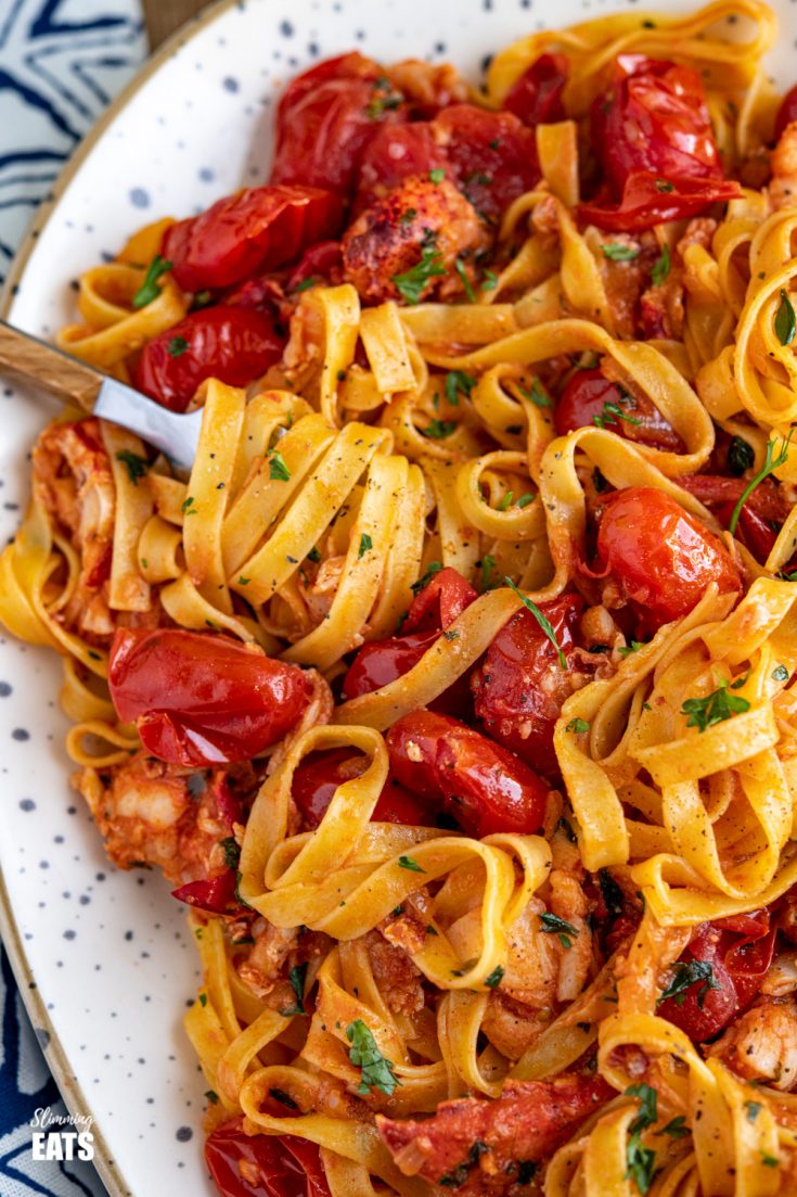 Buttery Lobster Pasta with Fresh Grape Tomatoes Slimming Eats