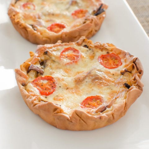 Caramelized Onion, Tomato and Mozzarella Filo Tart