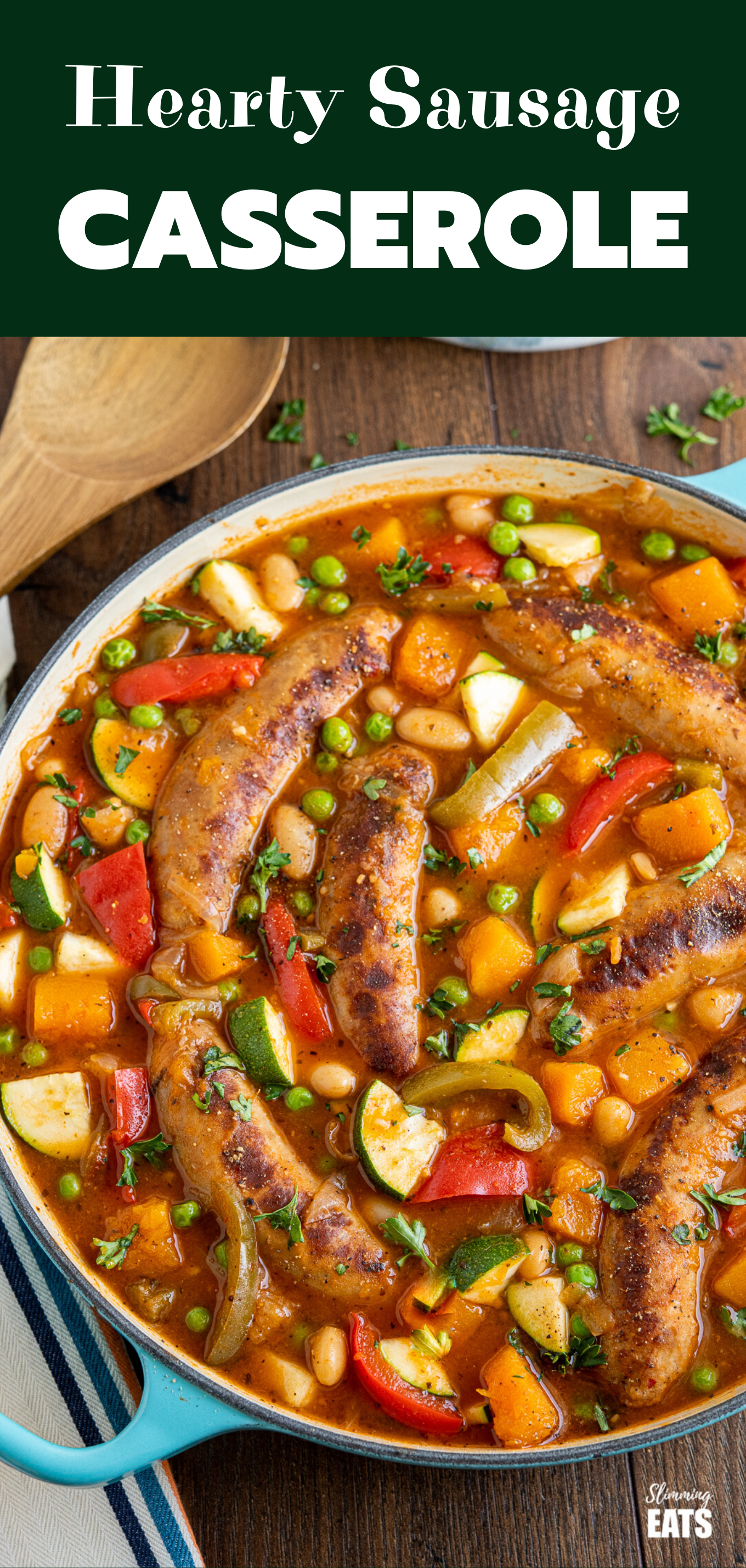 hearty sausage casserole featured pin image