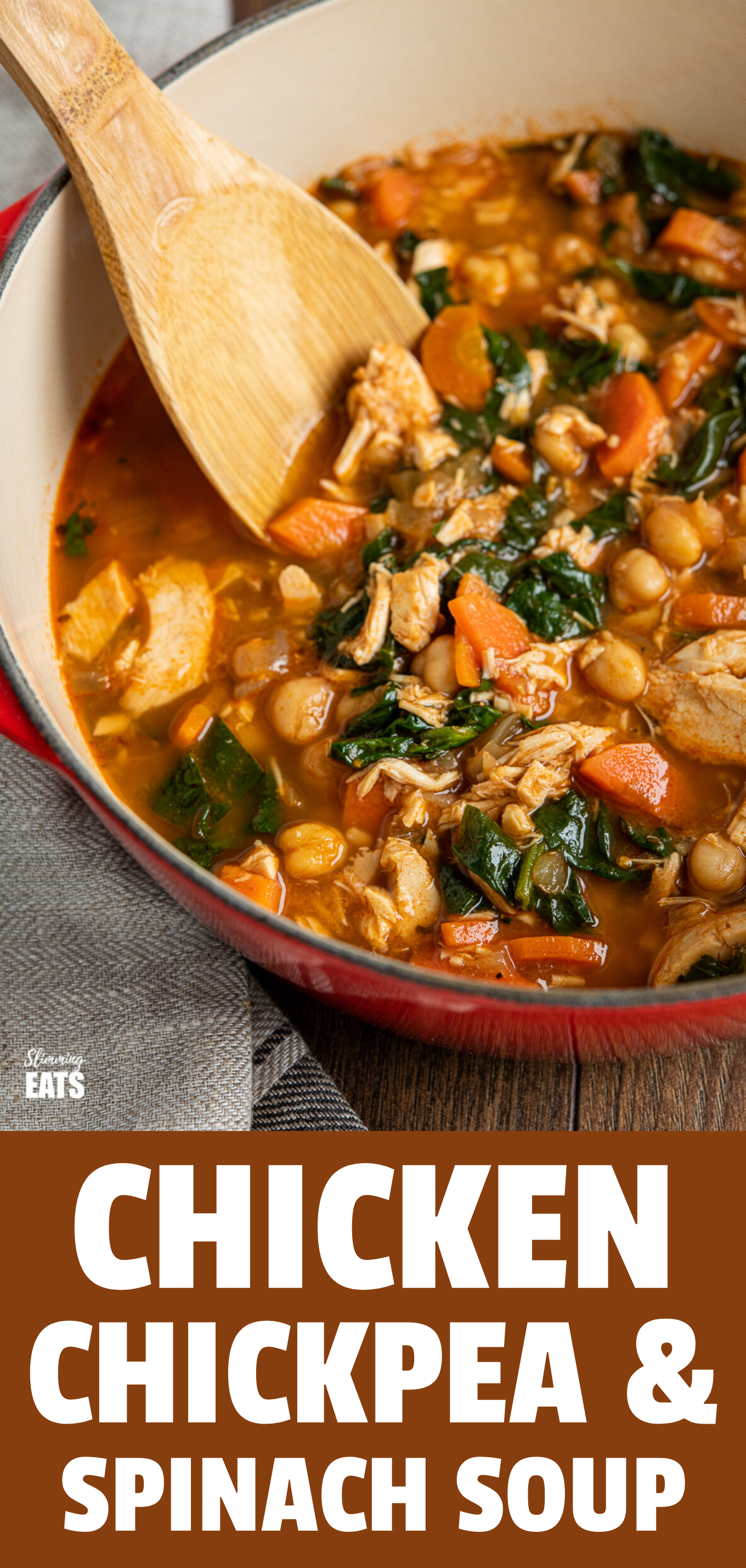 Chicken Chickpea Spinach Soup featured pin