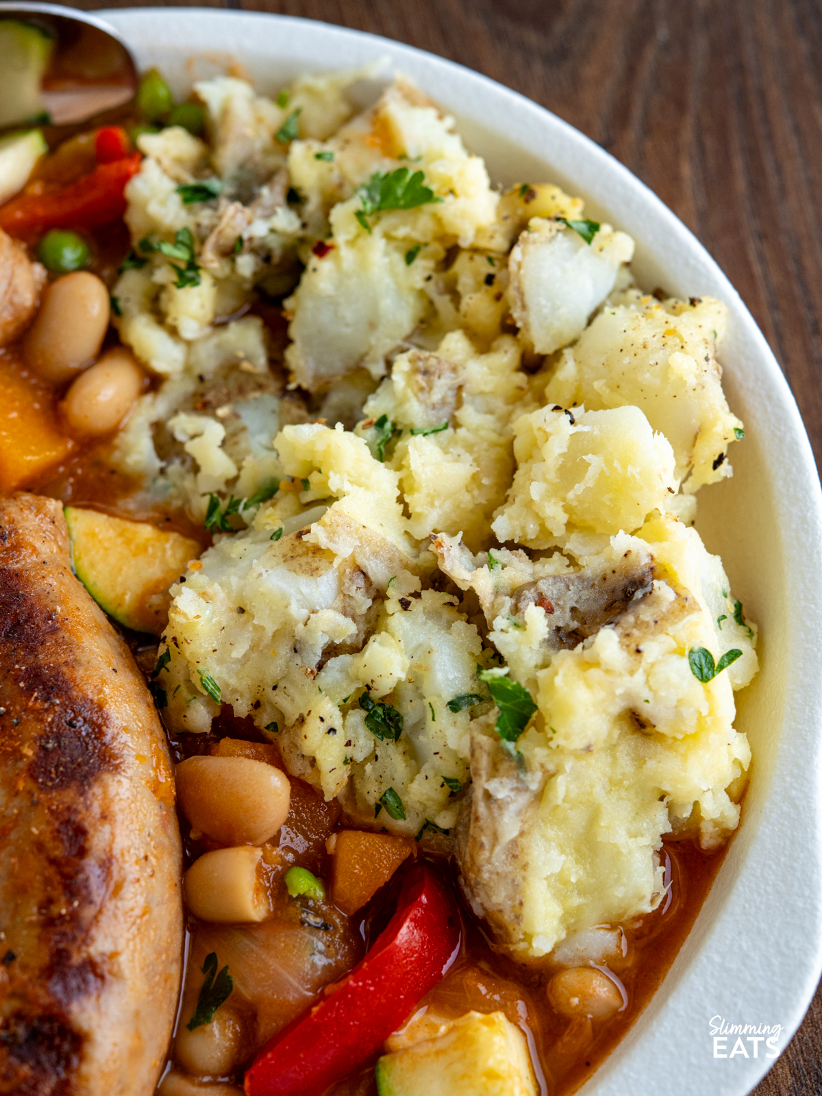 Rustic Garlic and Parmesan Mashed Potatoes (from www.slimmingeats.com) - this easy rustic mash combines skin on Yukon Golden Potatoes with the delicious flavours of garlic and parmesan for the perfect side for any main meal.