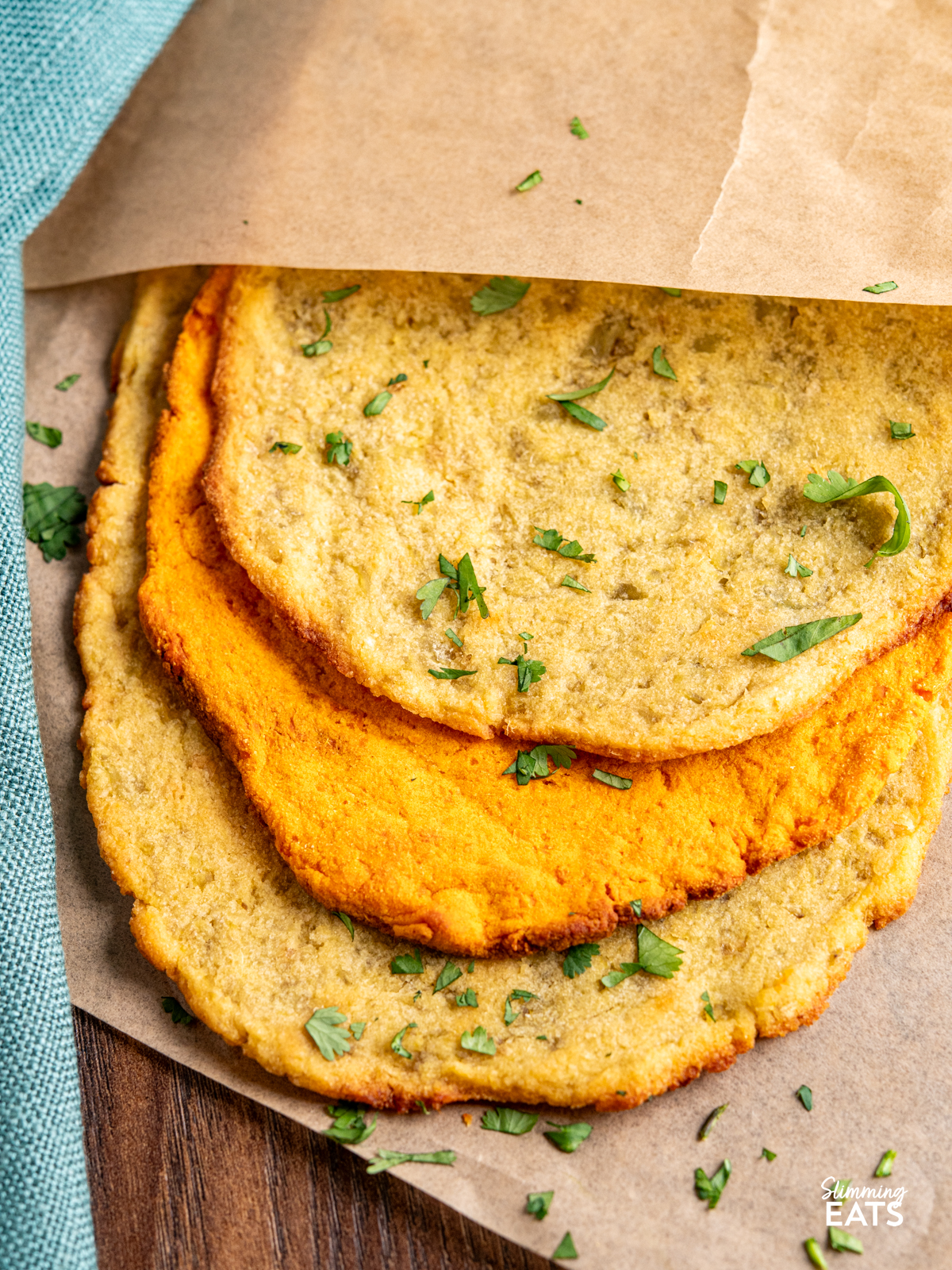 sweet potato flatbreads on parchment paper