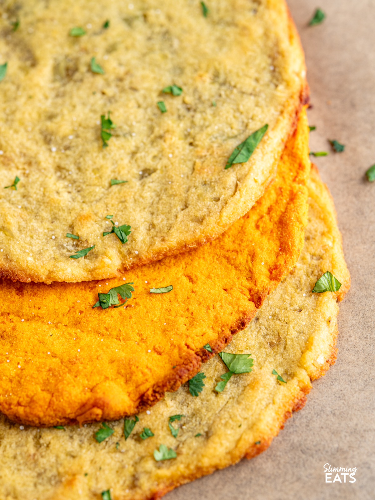 sweet potato flatbreads on parchment paper