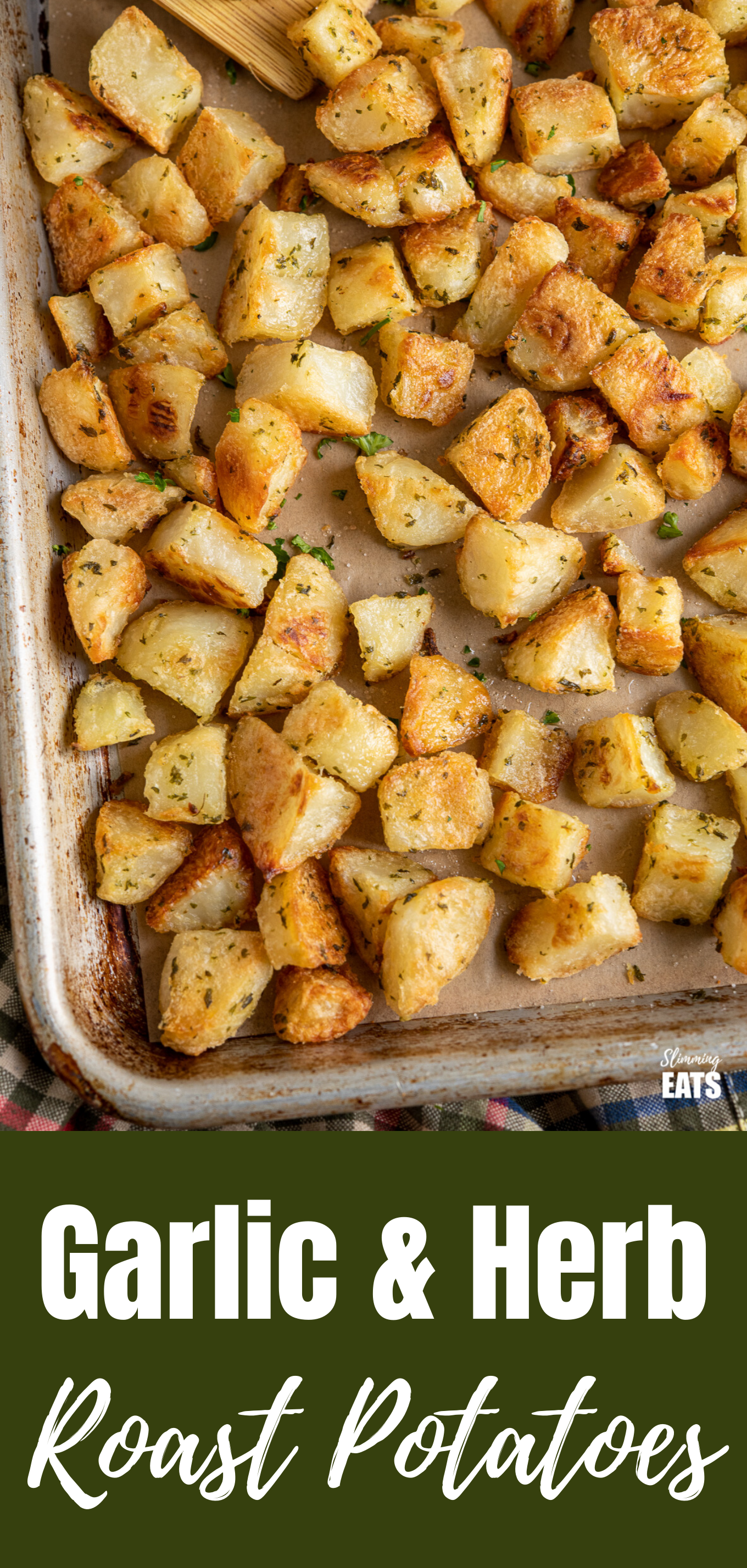 garlic and herb and roast potatoes featured pin