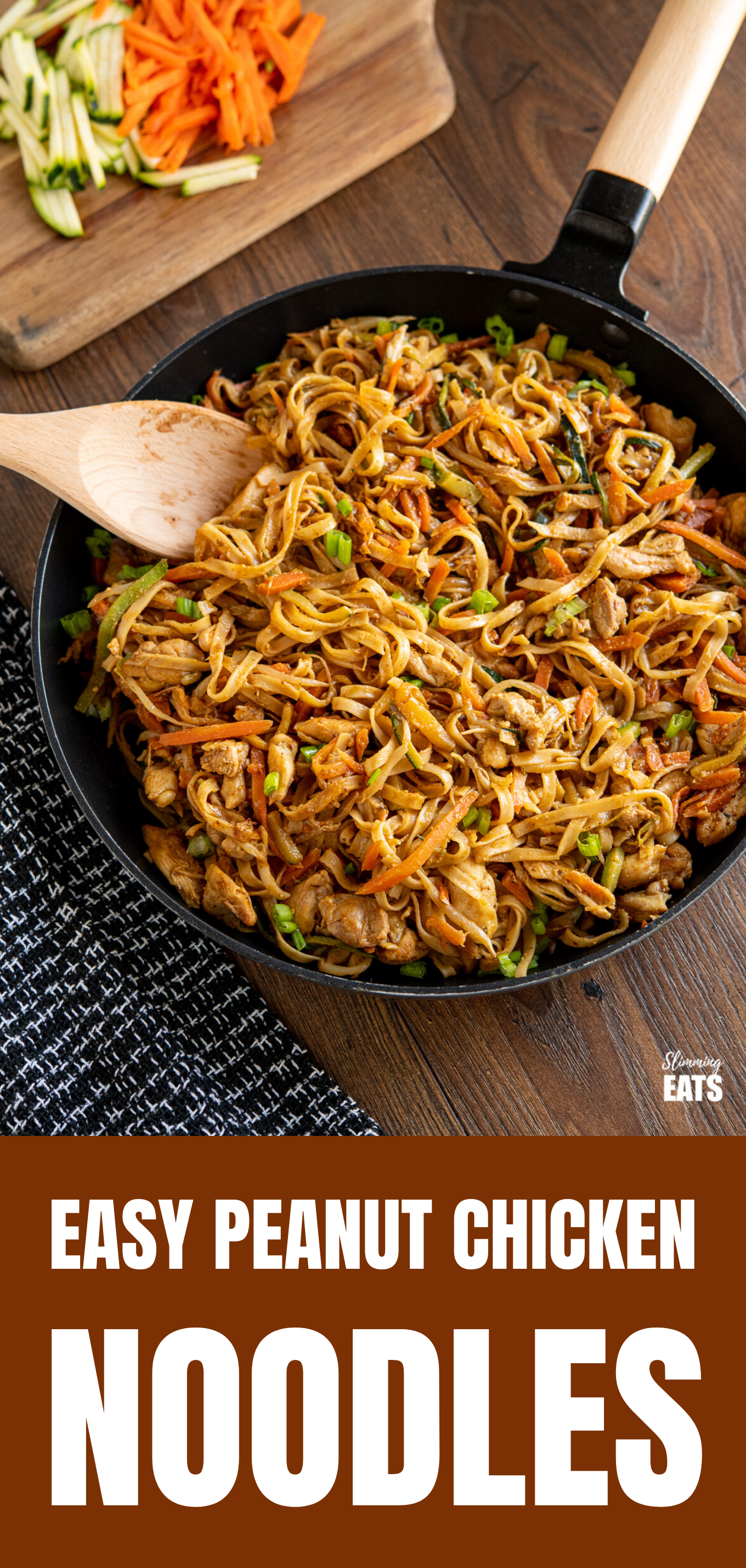 Easy Peanut Chicken Noodles featured pin