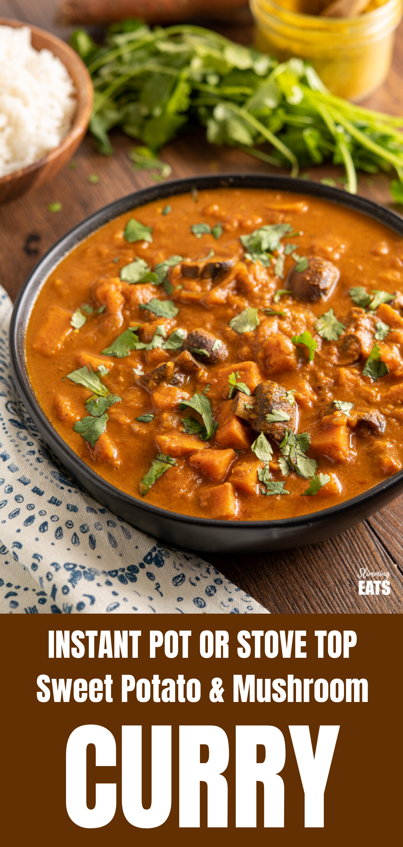 Sweet Potato and Mushroom Curry feature pin image