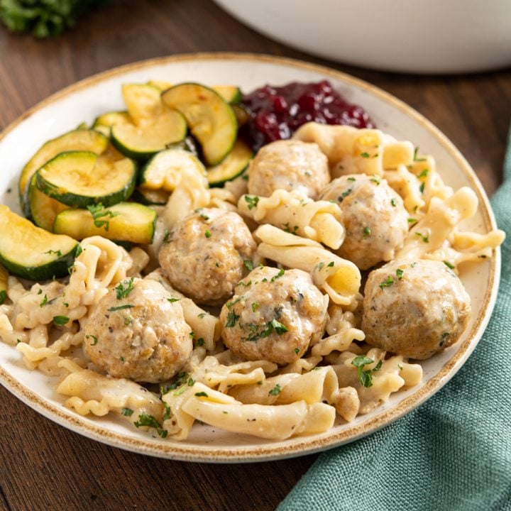 One Pot Turkey Swedish Meatball Pasta