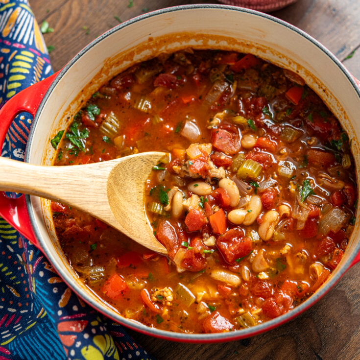 Chicken, Tomato and White Bean Soup (Stove Top and Instant Pot)