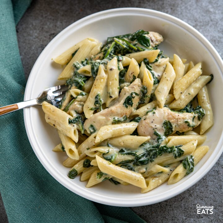 Creamy Garlic Chicken with Spinach Penne Pasta