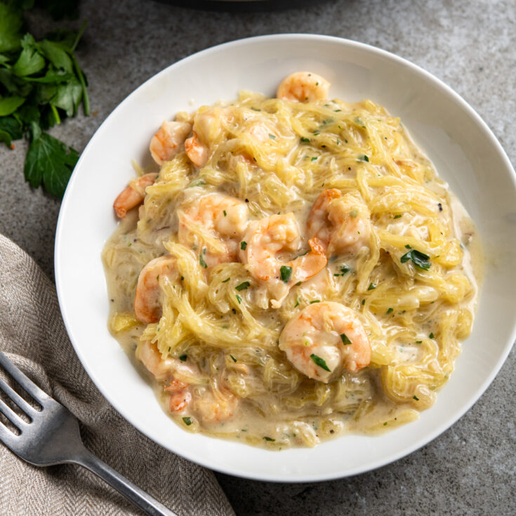 Dairy Free Shrimp Spaghetti Squash Alfredo