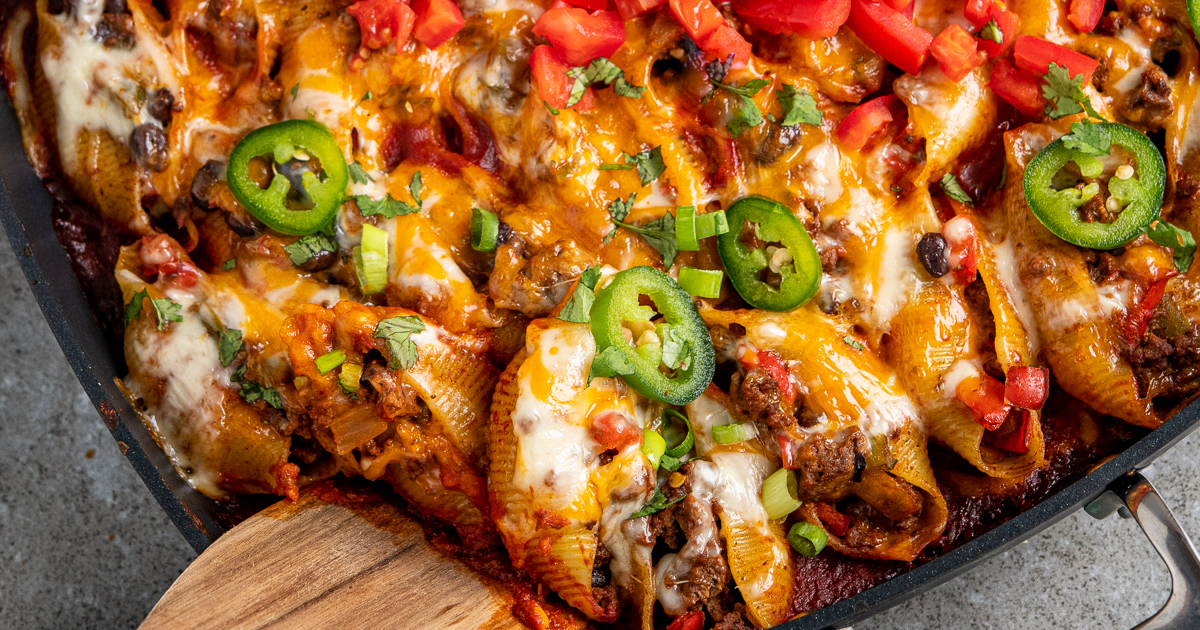 Cheesy Beef Enchilada Stuffed Pasta Shells Slimming Eats Recipe