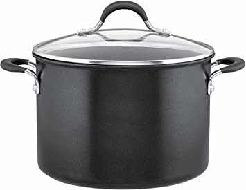 Circulon 83795 - Momentum - Hard Anodised Stock Pot With Lid - Total Non Stick - Induction Suitable - 24 cm, Black