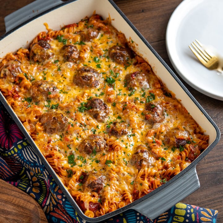 Cheesy Meatball Pasta Bake