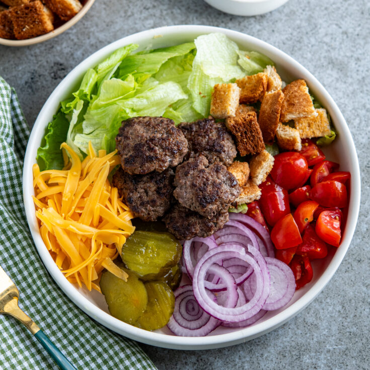 Cheeseburger Salad (Burger in a Bowl)