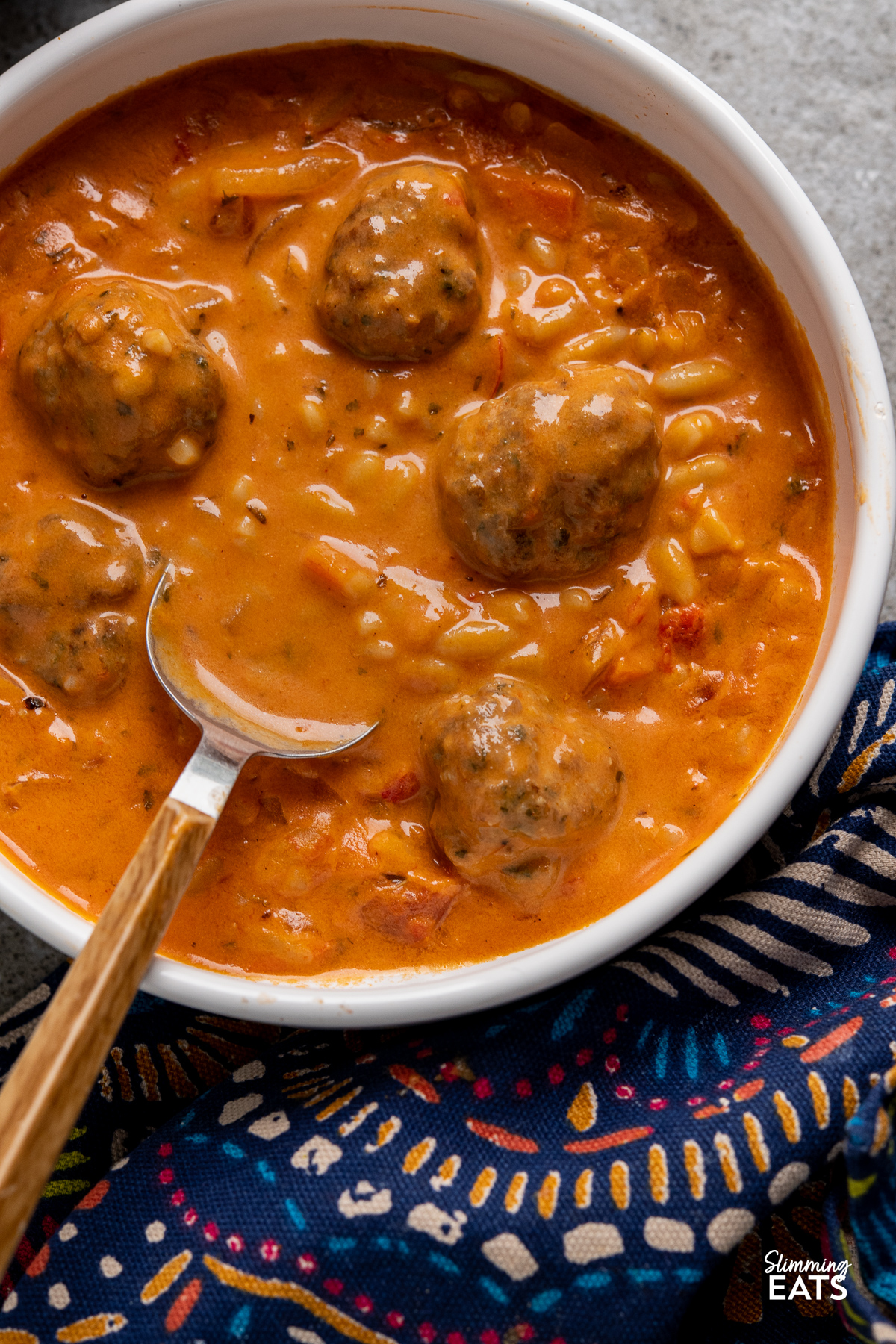 Creamy Tomato Orzo Soup with Chicken Meatballs Slimming Eats