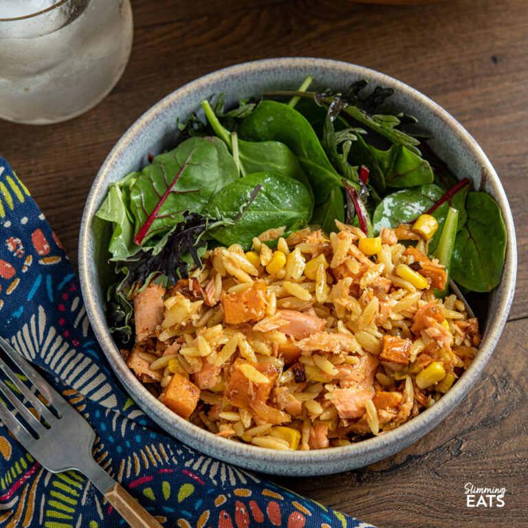 Salmon, Sweet Potato, and Orzo Salad Slimming Eats