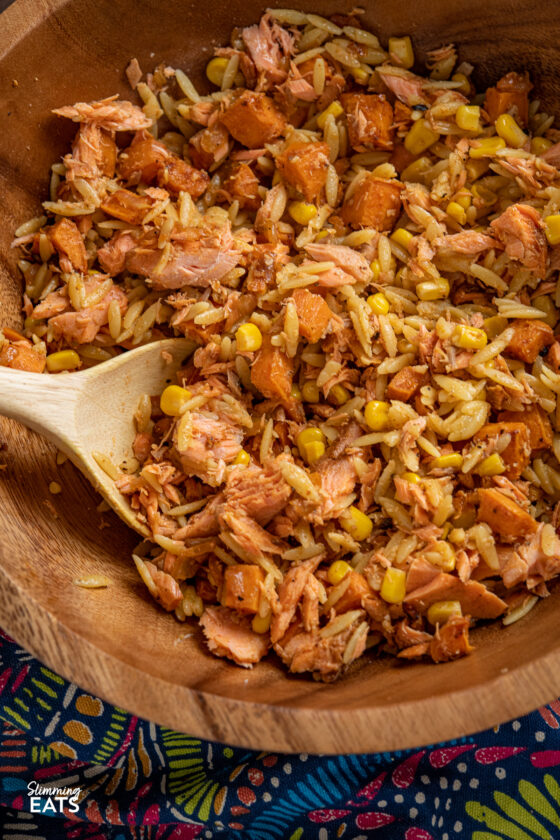 Salmon, Sweet Potato, and Orzo Salad Slimming Eats