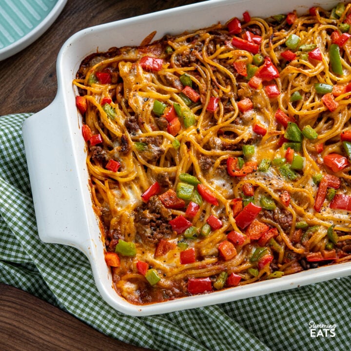 Cheesy Taco Salsa Spaghetti Bake